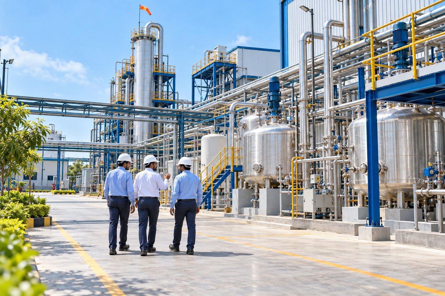 Chemical manufacturing facility with production team